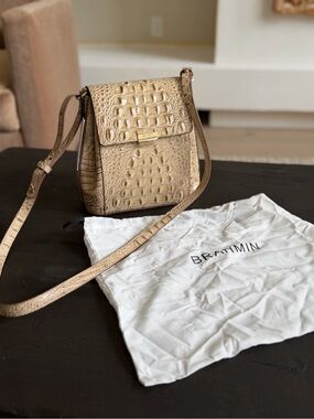 Brahmin Tan Croc-Embossed Leather Crossbody